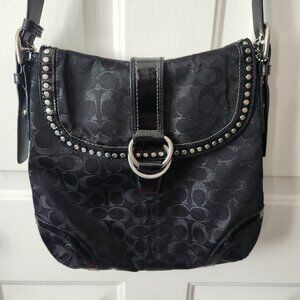 Coach Black Crossbody Bag with Silver Accents